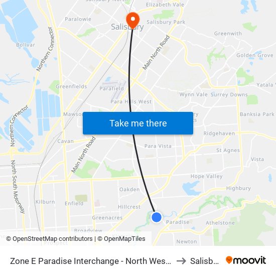 Zone E Paradise Interchange - North West side to Salisbury map