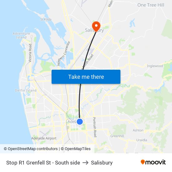 Stop R1 Grenfell St - South side to Salisbury map