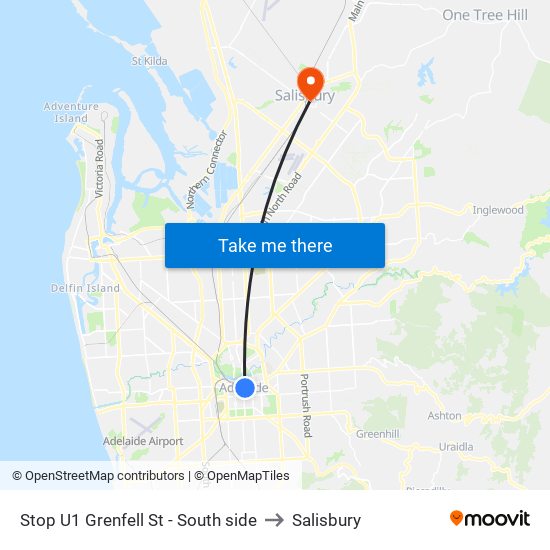 Stop U1 Grenfell St - South side to Salisbury map