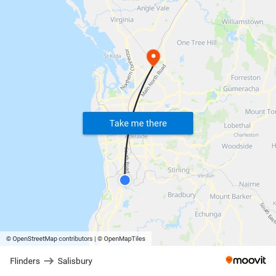 Flinders to Salisbury map