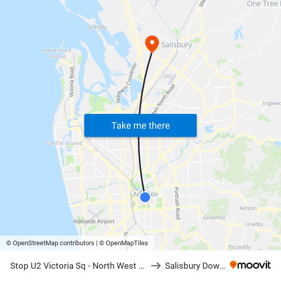 Stop U2 Victoria Sq - North West side to Salisbury Downs map