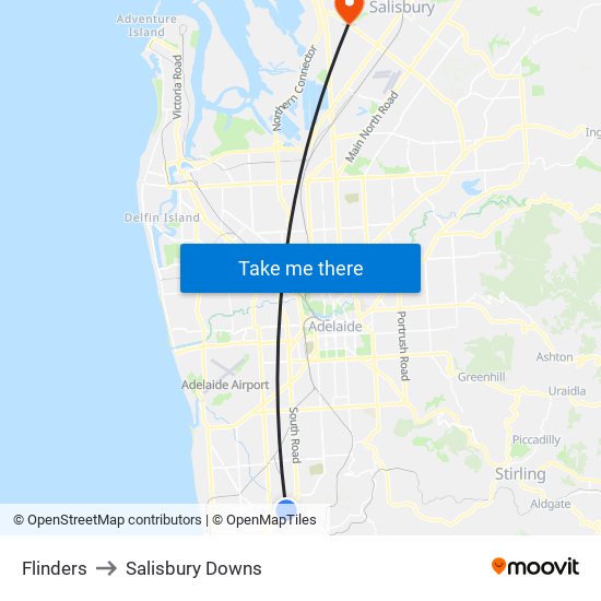 Flinders to Salisbury Downs map