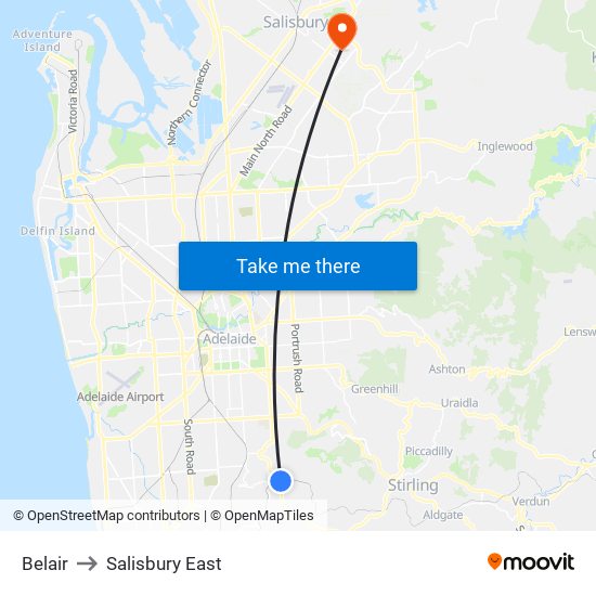 Belair to Salisbury East map