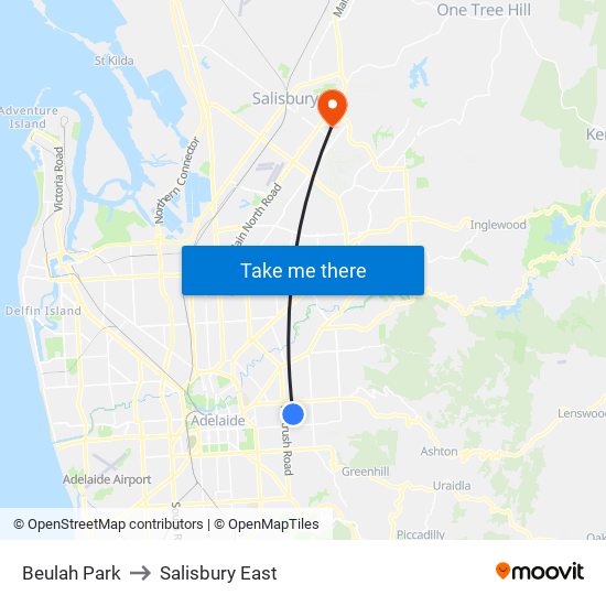 Beulah Park to Salisbury East map