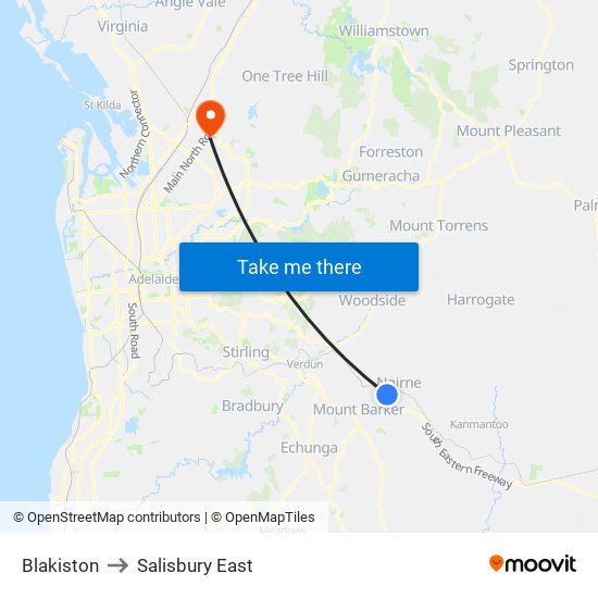 Blakiston to Salisbury East map