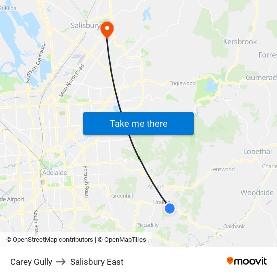 Carey Gully to Salisbury East map