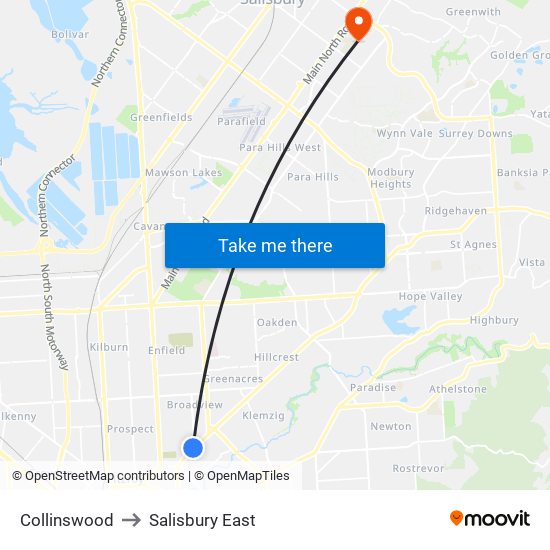 Collinswood to Salisbury East map