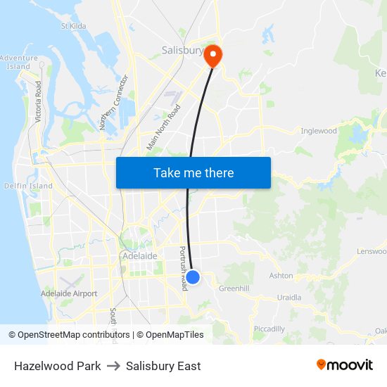 Hazelwood Park to Salisbury East map