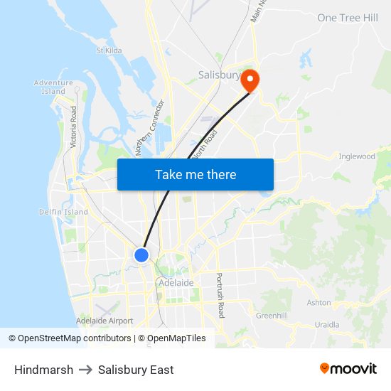 Hindmarsh to Salisbury East map