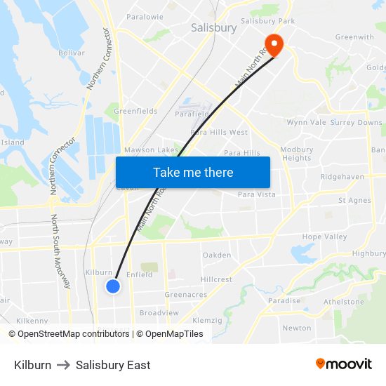 Kilburn to Salisbury East map