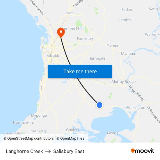 Langhorne Creek to Salisbury East map