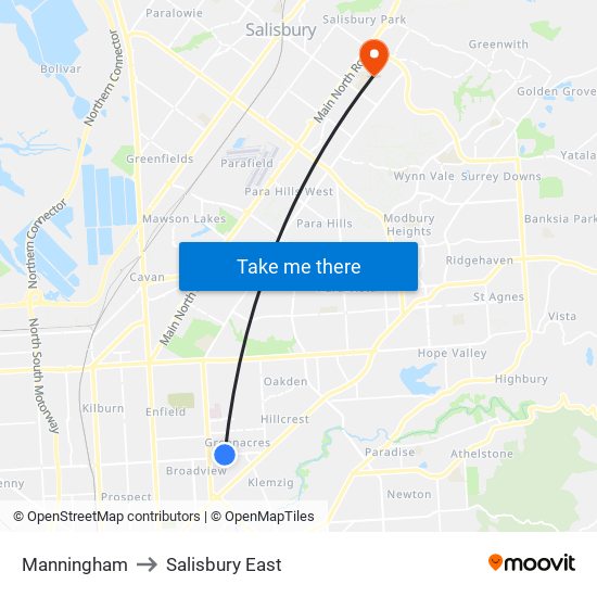 Manningham to Salisbury East map