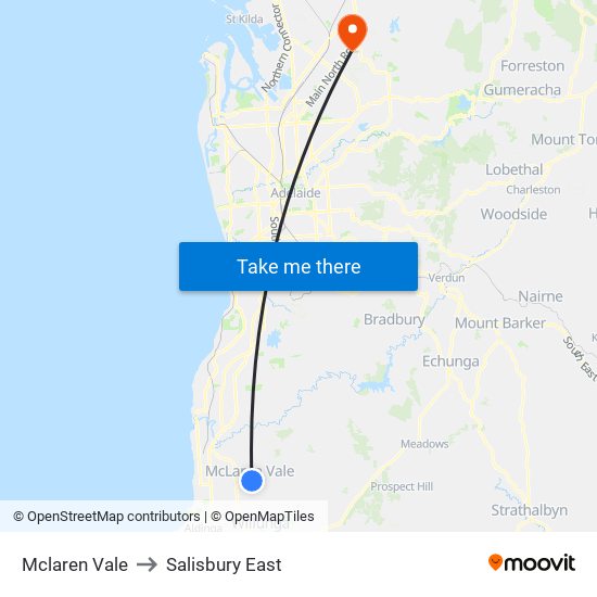 Mclaren Vale to Salisbury East map