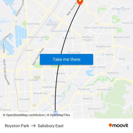 Royston Park to Salisbury East map