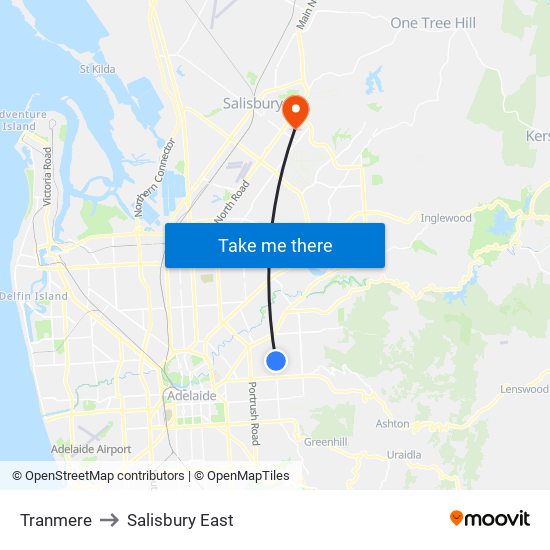 Tranmere to Salisbury East map