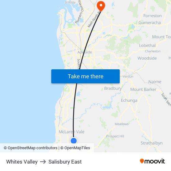 Whites Valley to Salisbury East map