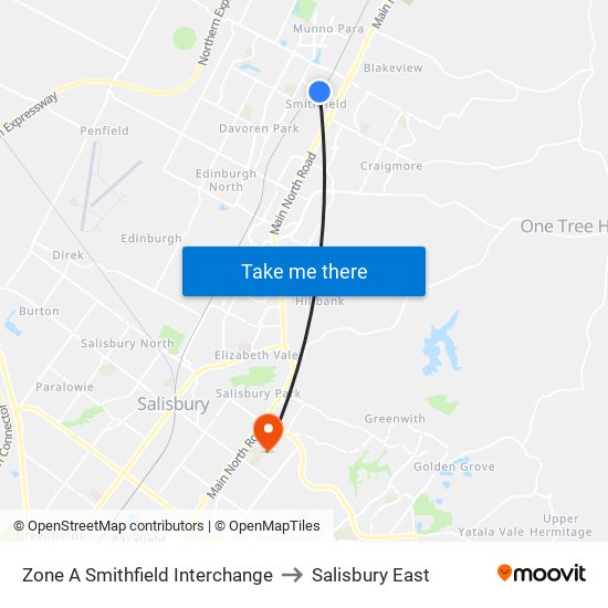 Zone A Smithfield Interchange to Salisbury East map