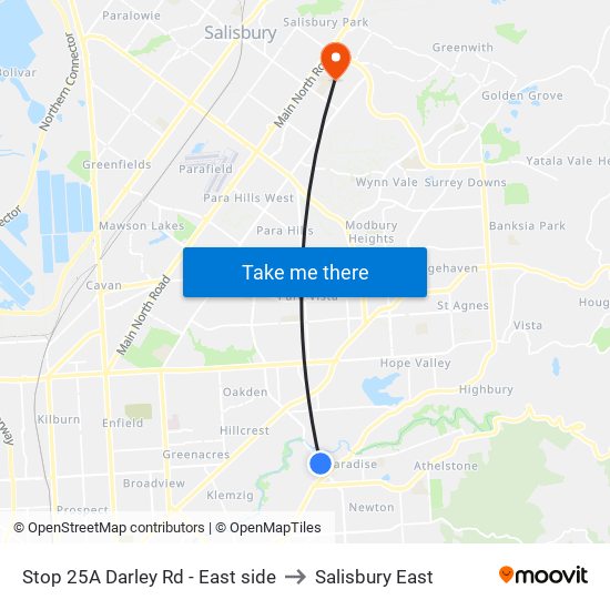 Stop 25A Darley Rd - East side to Salisbury East map