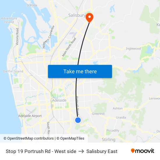 Stop 19 Portrush Rd - West side to Salisbury East map