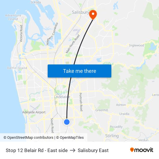 Stop 12 Belair Rd - East side to Salisbury East map