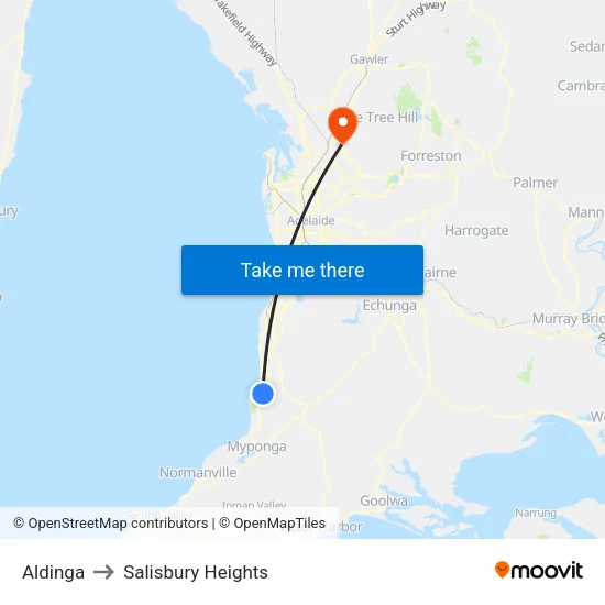 Aldinga to Salisbury Heights map