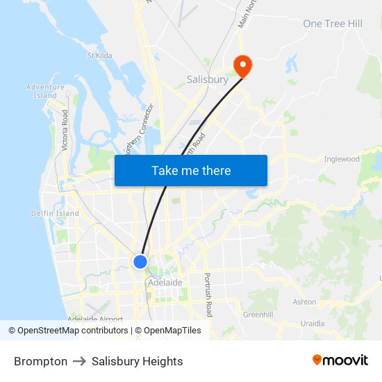 Brompton to Salisbury Heights map