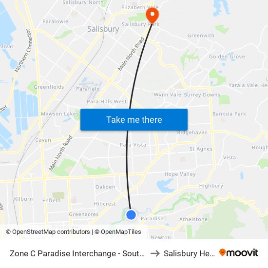 Zone C Paradise Interchange - South East side to Salisbury Heights map