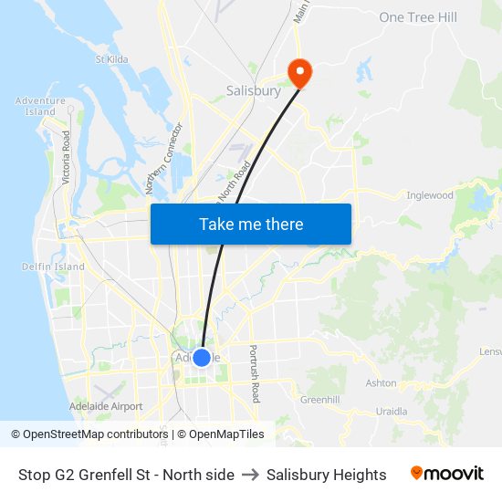 Stop G2 Grenfell St - North side to Salisbury Heights map