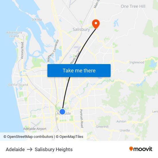 Adelaide to Salisbury Heights map