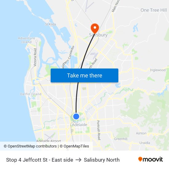 Stop 4 Jeffcott St - East side to Salisbury North map