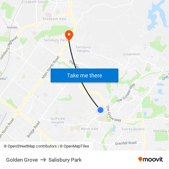 Golden Grove to Salisbury Park map