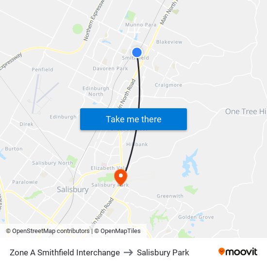 Zone A Smithfield Interchange to Salisbury Park map