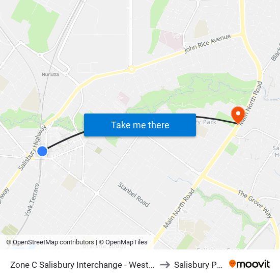 Zone C Salisbury Interchange - West Side to Salisbury Park map