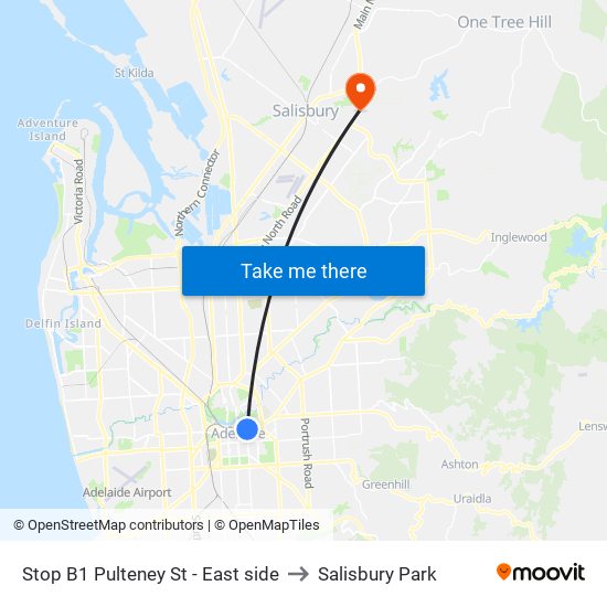 Stop B1 Pulteney St - East side to Salisbury Park map