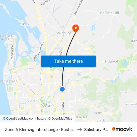 Zone A Klemzig Interchange - East side to Salisbury Park map