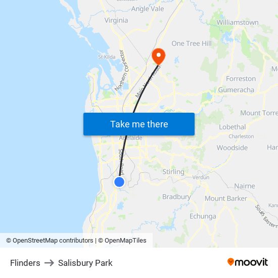 Flinders to Salisbury Park map