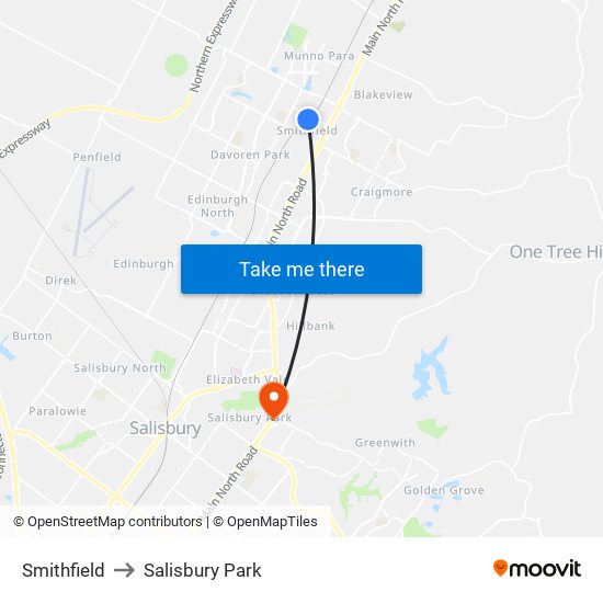 Smithfield to Salisbury Park map