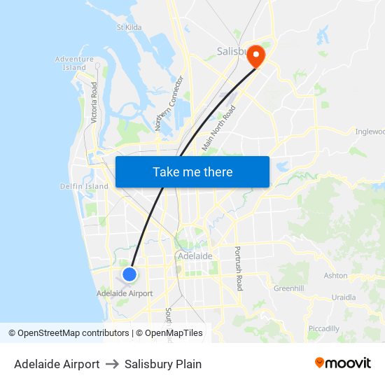 Adelaide Airport to Salisbury Plain map