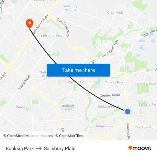 Banksia Park to Salisbury Plain map