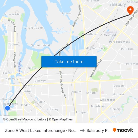 Zone A West Lakes Interchange - North side to Salisbury Plain map