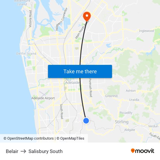 Belair to Salisbury South map