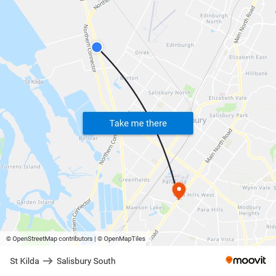 St Kilda to Salisbury South map