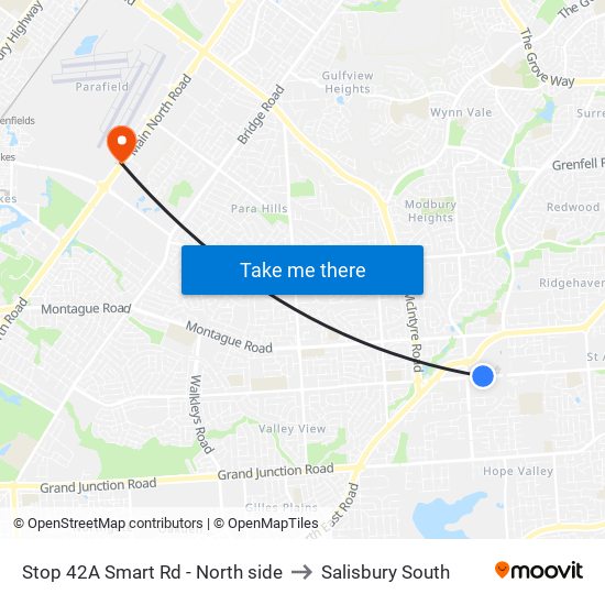 Stop 42A Smart Rd - North side to Salisbury South map