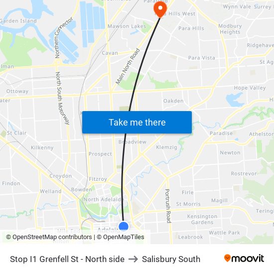 Stop I1 Grenfell St - North side to Salisbury South map