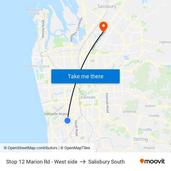 Stop 12 Marion Rd - West side to Salisbury South map