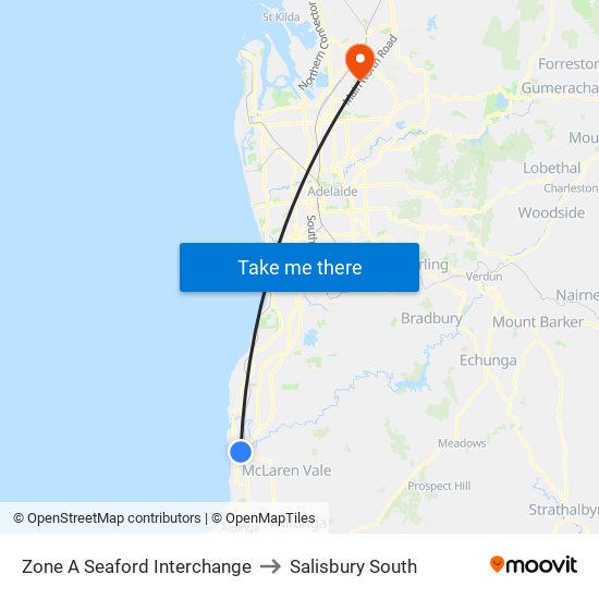 Zone A Seaford Interchange to Salisbury South map