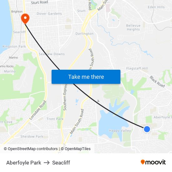 Aberfoyle Park to Seacliff map