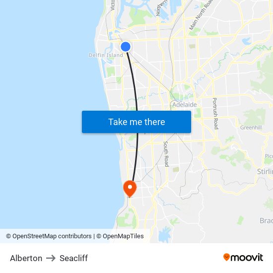 Alberton to Seacliff map