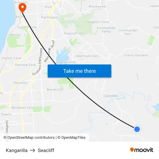 Kangarilla to Seacliff map