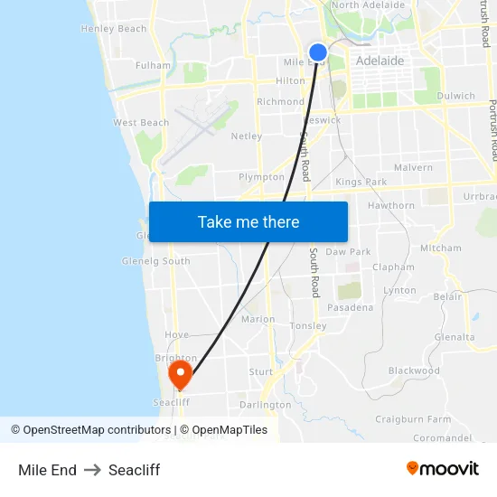 Mile End to Seacliff map